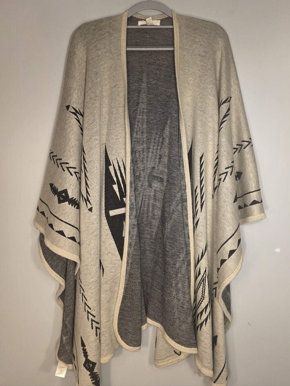 Aztec Pattern Poncho Sweater